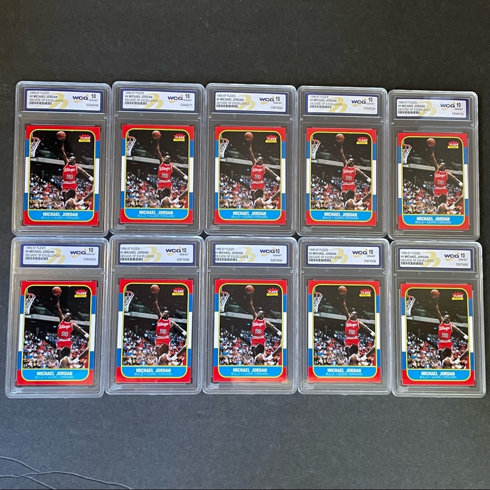 Fleer 1996-97 Michael Jordan Decade of Excellence #4 Card Bundle (10)